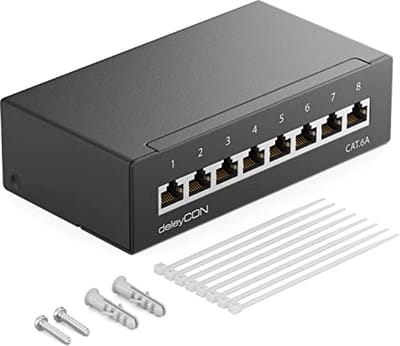 Patchpaneel 8 Poorten 1U voor Desktop- & Wandmontage - Afgeschermd RJ45-Netwerk met 10 Gbps Bandbreedte