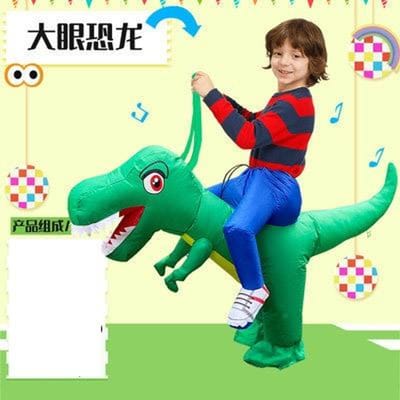 Halloween Kinderkleding Ouder Kind Dinosaurier Rijdkostuum Cartoon Konijn Opblaasbare Kleding Kleuterschool green