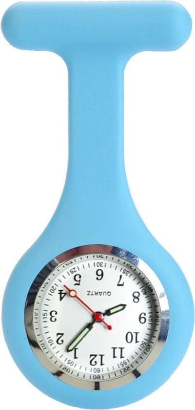 Fako® - Verpleegstershorloge - Zusterhorloge - Verpleegster Horloge - Siliconen RVS Lumi - Lichtblauw