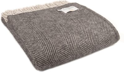 Plaid Visgraat Donkergrijs en Lichtgrijs - 150x183 - Nieuw Wol - Tweedmill UK