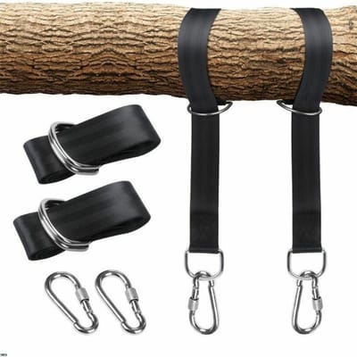 EXCITAT Hangmatriemen - Hangmat Ophangsysteem - Verstelbare Boomschommelriemen - 2 Polyesterriemen - 2 Karabijnhaken - Max. Gewicht 150 kg - Geschikt voor schommels, vogelnestschommels, hangstoelen en hangmatophanging