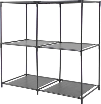 Urban Living Opbergrek 2-laags - metaal - kunststof - zwart - 68,5 x 70 cm - voor opbergmanden