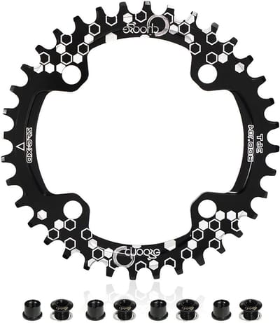 Kettingblad 104 BCD 36 tanden voor mountainbike, lichtgewicht aluminium, zwart, duurzaam en sterk