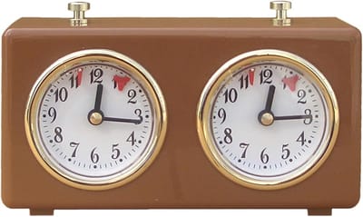 Schaaktimer - Toernooi Timer - Bordspellen Spelen - Mechanisch Uurwerk - 8x21x8 cm - Bruin