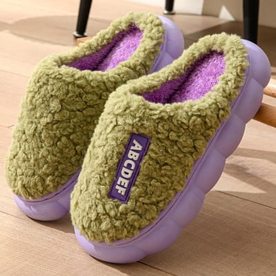 Damespantoffels Winter thuis harige pantoffels Kleur patchwork katoenen pantoffels Vrouwelijke huispantoffels Indoor antislip pluche pantoffel 36-37