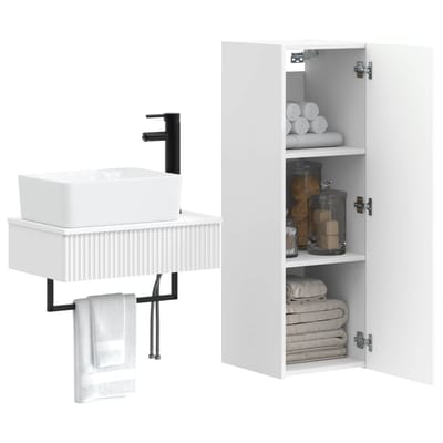 vidaXL - Badkamermeubel - Set - 2 - st - Wit - 33 - x - 34,5 - x - 100 - cm - Bewerkt - hout
