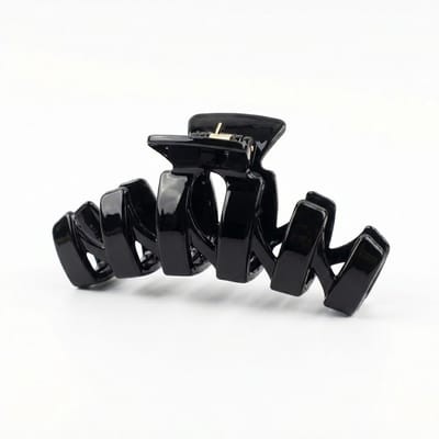 Zwarte haarclip – haar klem – dames – kunststof haar accessoire met glanzend marmer effect – stevige grip – moderne opengewerkte vorm