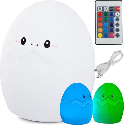 Kinder nachtlampje | Timer | veilig voor kinderen | USB oplaadbaar | LED | Ei | RGB kleuren| Dimbaar | Babykamer verlichting