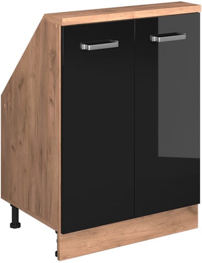 Vicco Rion Kast voor schuine wand – met 2 deuren Eiken hoogglans zwart/goud