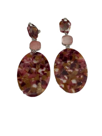 Petra's Sieradenwereld - Clipoorbel hanger blossom pink met natuursteen tussenstuk (506)