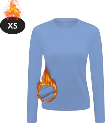 Bovista Thermokleding Dames - Thermoshirt - Polyester - Winter - Lange Mouwen - Lichtblauw - XS