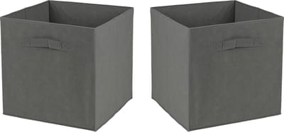 Urban Living Opbergmand Square Box - 4x - karton/kunststof - 29 liter - antraciet - 31 x 31 cm - Vakkenkast