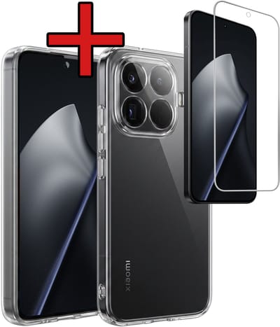 Hoesje - Met Screenprotector - Geschikt voor Xiaomi 15T Pro - Sterk & Shockproof - Telefoon Hoes - Back Cover - Siliconen Case - Telefoonhoes - Transparant