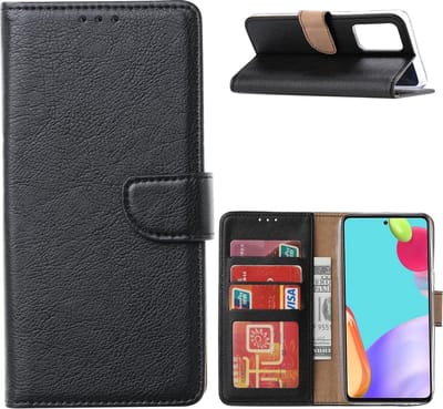 Hoesje Geschikt Voor Samsung Galaxy A32 4G hoesje bookcase Zwart - Hoesje Geschikt Voor Samsung Galaxy A32 4G portemonnee book case hoes cover