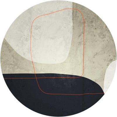 Vooraf gelijmd vliesbehang met gigantische muurschilderingen - ABSTRACTE ORANJE LIJNEN MUURSCHILDERING - 120x120cm