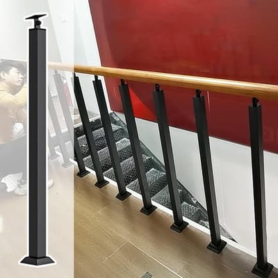 Balustrade Set - Metalen Leuning - Veiligheid Binnen - Verstelbare Hoek - 85 cm Hoog - Zwart