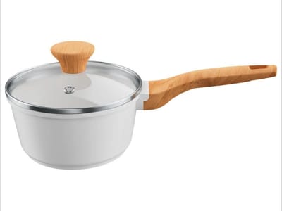 ERNESTO® Aluminium Steelpan Wit  16 cm, 1 liter - Ideaal voor gezondheidsbewust, vetarm braden