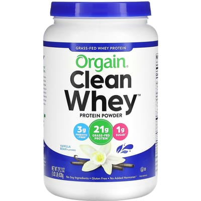 Orgain, Poudre de Protéine de Whey Nourrie à l'Herbe, Graine de Vanille, 1,82 lb (828 g)