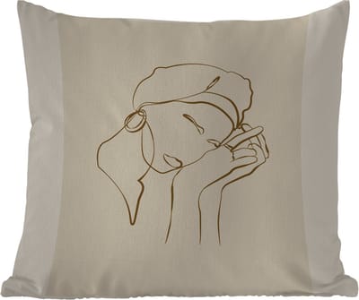 Tuinkussen - Vrouw - Line art - Quotes - Tekst - 40x40 cm - Weerbestendig