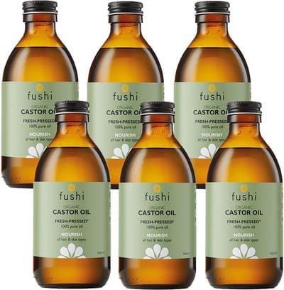 Fushi Wellbeing - Castor Olie - 6 x 250ml - Biologisch - Weldadig voor huid en haar