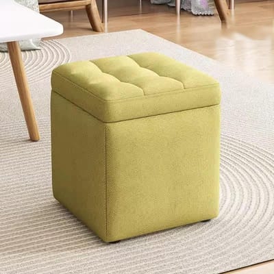 Voetenbank van stof, salontafel met korte kruk van 30x30x35cm, opbergbare voetenbank, voetenbank en zitkubus voor slaapkamer en woonkamer (kleur: groen)