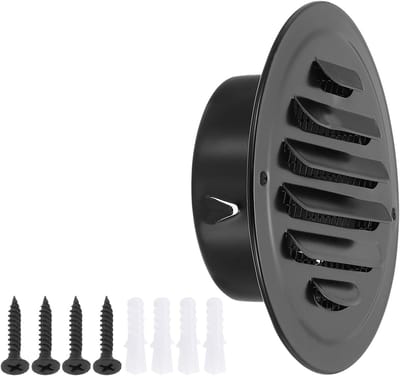 Ronde Ventilatiekap - Muurrooster Uitlaat - Luchtstroom Verbeteren - Ingebouwd Gaasontwerp - 3 Inch Diameter - Zwart