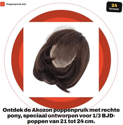 Dailygoods- Poppenpruik Rechte Pony - Schouderlengte Haar - Zachte Vezel - Hoge Temperatuurvezel - Geschikt voor 1/3 BJD - Natuurlijke Uiterstraling