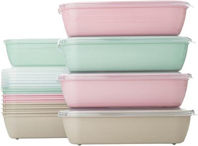 Verpakking met 12 taartjes van kunststof, 800 ml, voor levensmiddelen, BPA-vrij, voor magnetron, vaatwasser, vriezer, voedselcontainers met deksel
