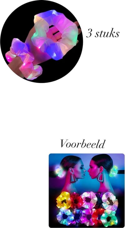 Akyol - glow in the dark scrunchie - lichtgevende scrunchies - festival - tomorrowland - festival haarband scrunchie met led lichtjes - bohemian festival - bohemian - lichtgevende haar elastiek- lichte haar elastiek- Haaraccessoires - accessoire
