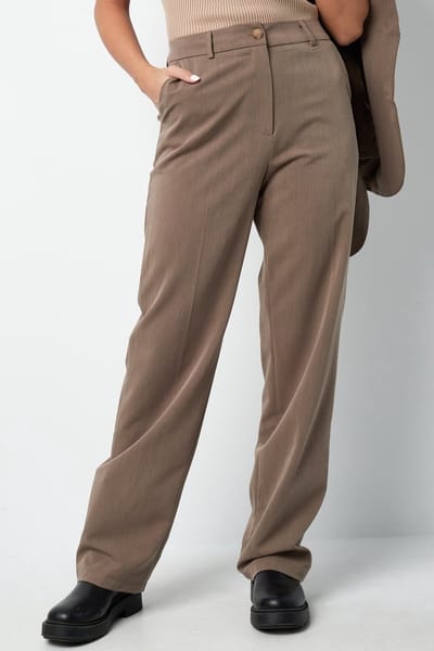 Yehwang - Gimme - broek - comfort - dames - chino - flair - taupe - Maat: S
