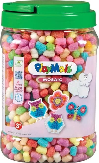PlayMais Mosaic 1.600 Girls Craft Set - 1600 mosaïeksteentjes en 6 bedrukte kaarten voor meisjes