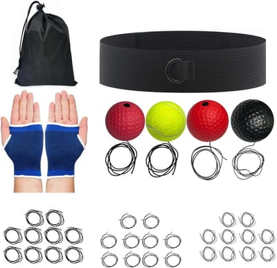 Boksbal met hoofdband - Reactiebal fitness - Reflex training - Lichtgewicht ontwerp - Diverse ballen - Meerdere kleuren
