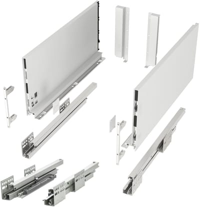 SOTECH Ladesysteem JUNKER SLIM met Push to Open (wit, hoogte 199 mm, diepte 300 mm, belastbaar tot 35 kg) keukenlade met 13 mm slanke ladeframes