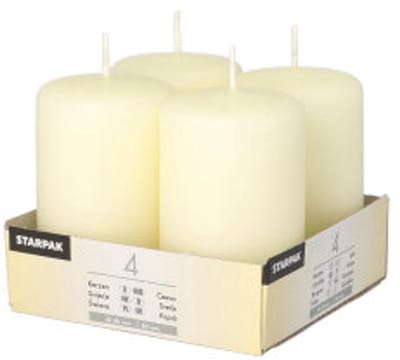 6x 4 Stompkaarsen Ø 50 mm · 80 mm ivoor Ivory