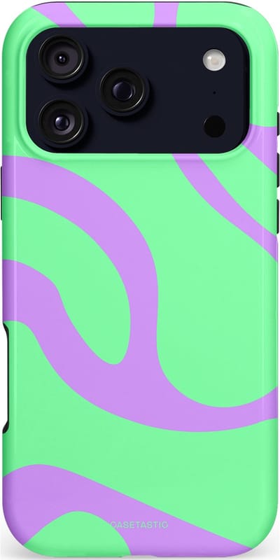 Casetastic hoesje geschikt voor Apple iPhone 17 Pro Max - MagSafe - Dubbellaagse bescherming - Pastelgolven Mint-Lila - Fashion Case - Groen Lavendel