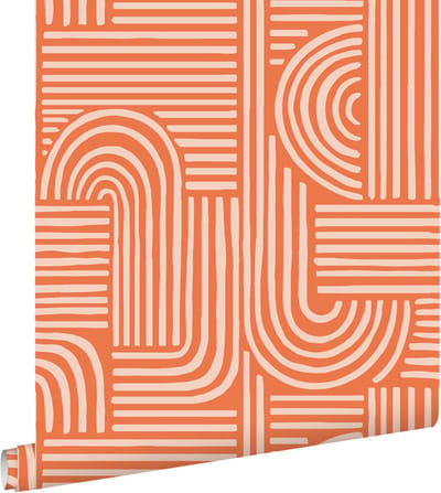 ESTAhome behang grafisch 3D motief oranje - 50 x 900 cm - 131698