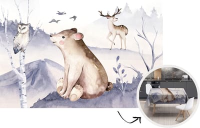 Tafelkleed - Tafellaken - 220x150 cm - Winter - Sneeuw - Dieren - Binnen en Buiten
