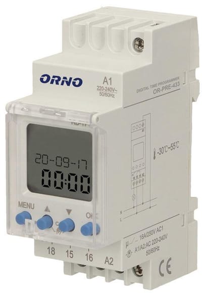 Orno Programmeerbare Timer - 52 Programma's - LCD Display - DIN Rail Montage