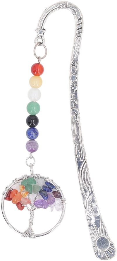 Chakra Kristallen Boekenlegger - Kleurrijk, Decoratief en Vintage Design van Metaal - Compact en Duurzaam - Voor Studenten, Kantoor en Cadeau bij Verjaardagen