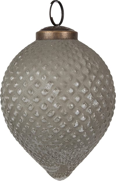 Clayre & Eef Kerstbal Overig Ø 8x10 cm Grijs Glas Kerstballen