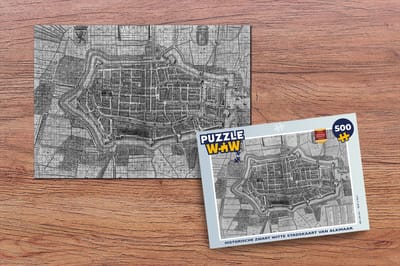 Puzzel Plattegrond - Alkmaar - Zwart Wit - Legpuzzel - Puzzel 500 stukjes - Stadskaart