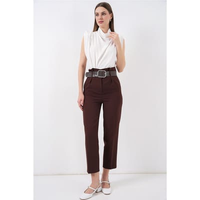 Enkelhoge Rechte Broek met Strik
