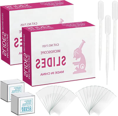 300 Pieces Microscope Slides and Coverslips Set, 50 Matte & 50 Smooth Slides, 200 Pieces Coverslips 22x22mm for - ShopVlot