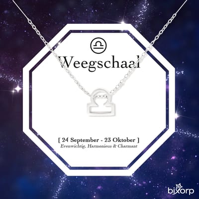 Bixorp Stars Sterrenbeeld Ketting Weegschaal / Libra - Stainless Steel - 45cm Ketting met Zodiac Hanger - Inclusief Cadeau Verpakking