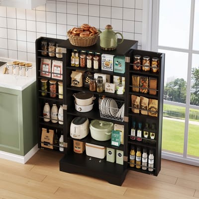 MODENUIT Keukenkast - LED-Sensorlicht En Verstelbare Plank - Voor Keuken En Woonkamer - MDF - Zwart - 120x60x40 cm
