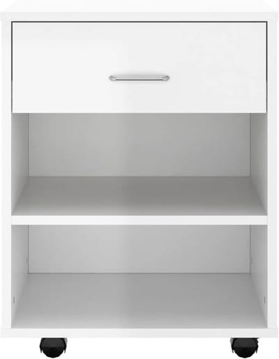 Rolcontainer Kantoor - Dossierkast Archiefkast - Bureau Organisatie - Mobiel Met Wielen - 46x36x59 cm - Hoogglans Wit
