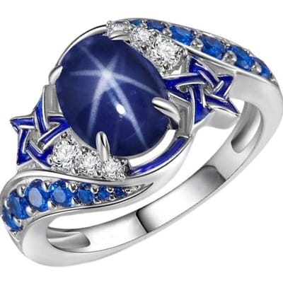 Luxe mode natuurlijke saffier ring ringen voor vrouwen beloven mooie bruid romantische bruiloft verloving jubileum cadeau 8 blue