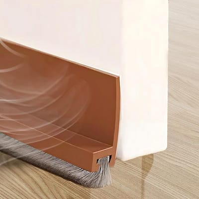 100cm bruine deurlijm, Zelfklevend en naar maat snijdbaar, Geluidsisolerende deurborstlijm, Deurlijm, Deuronderisolatie, (Bruin)