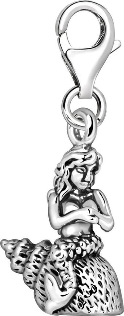 Quiges – Charm – Hanger - 3D Zeemeermin - Verzilverd - karabijnslot - geschikt - voor - Bedelarmband - QHC062