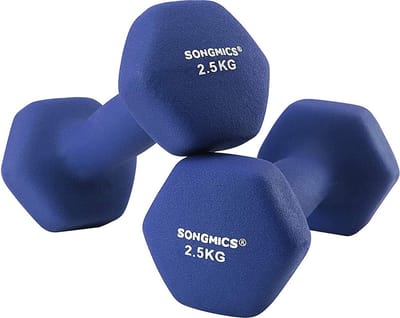 SONGMICS korte halters set 2,5 kg krachttraining thuis kantoor sportschool sportschool zwart SYL65BU